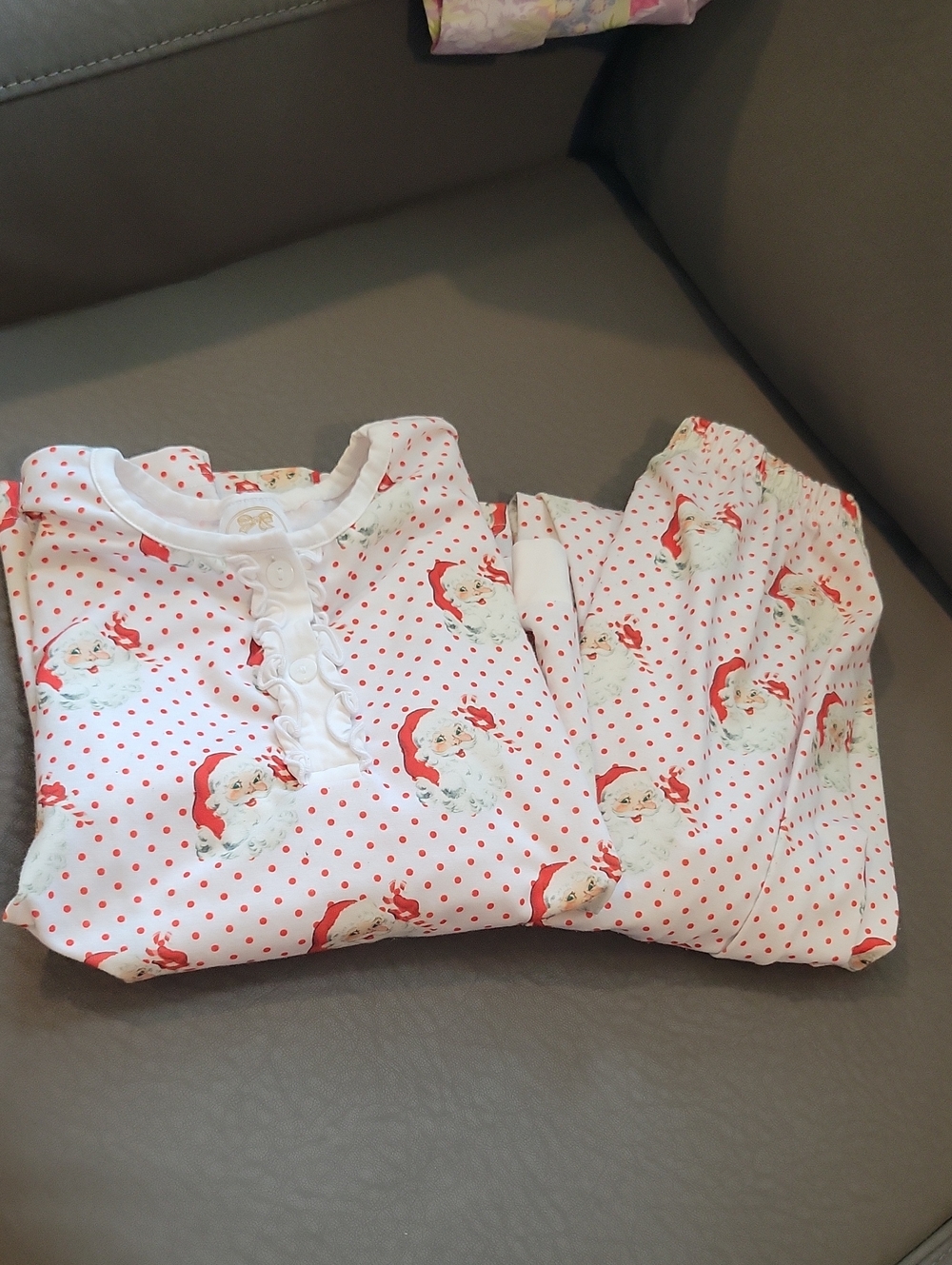 Kids White & Red Santa Print Cotton Pajama Set